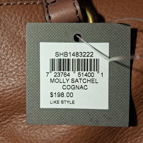 NWT Fossil Molly Satchel Soft Pebbled Leather in Cognac with Detachable Strap - Picture 3 of 13